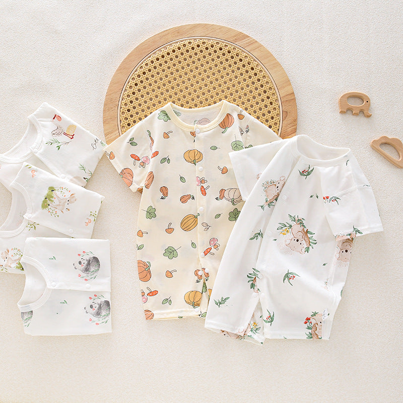 Baby Short Sleeve Boneless Jumpsuit Summer Newborn