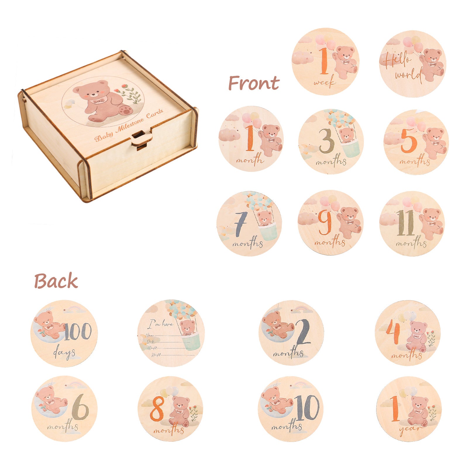 Baby Wooden Bear Wood Piece Photo Props