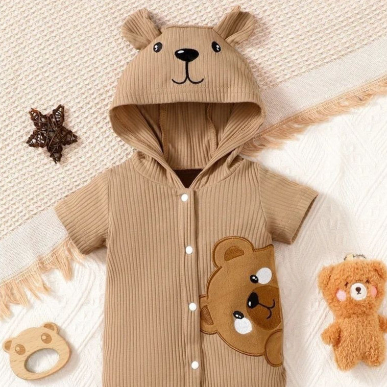 0-9 Months Newborn Baby Boy Baby Girl Rib Brown Short Sleeves