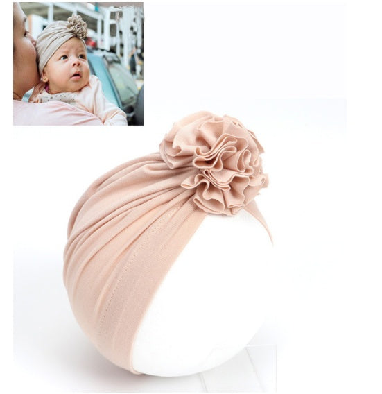 Kids Flower Hat Newborn Baby Lndian Turban Cap Girl Headwear
