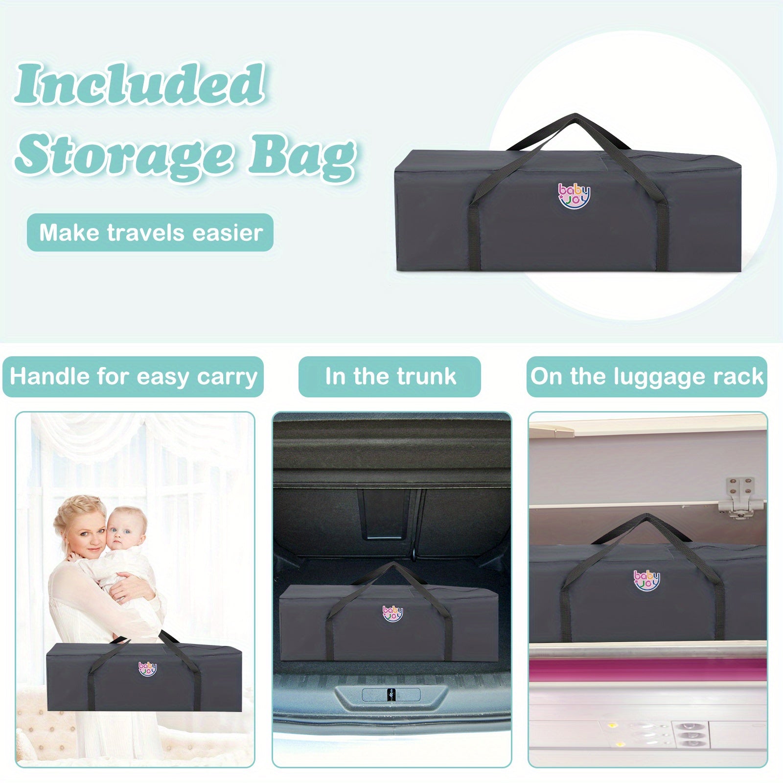 1pc MULTIGOT 5-in-1 Portable Baby Bassinet Crib Playard with Diaper Changer, Metal Frame, No Electricity Needed, Foldable Design, 33 lbs Weight Capacity, Indoor Play Yard