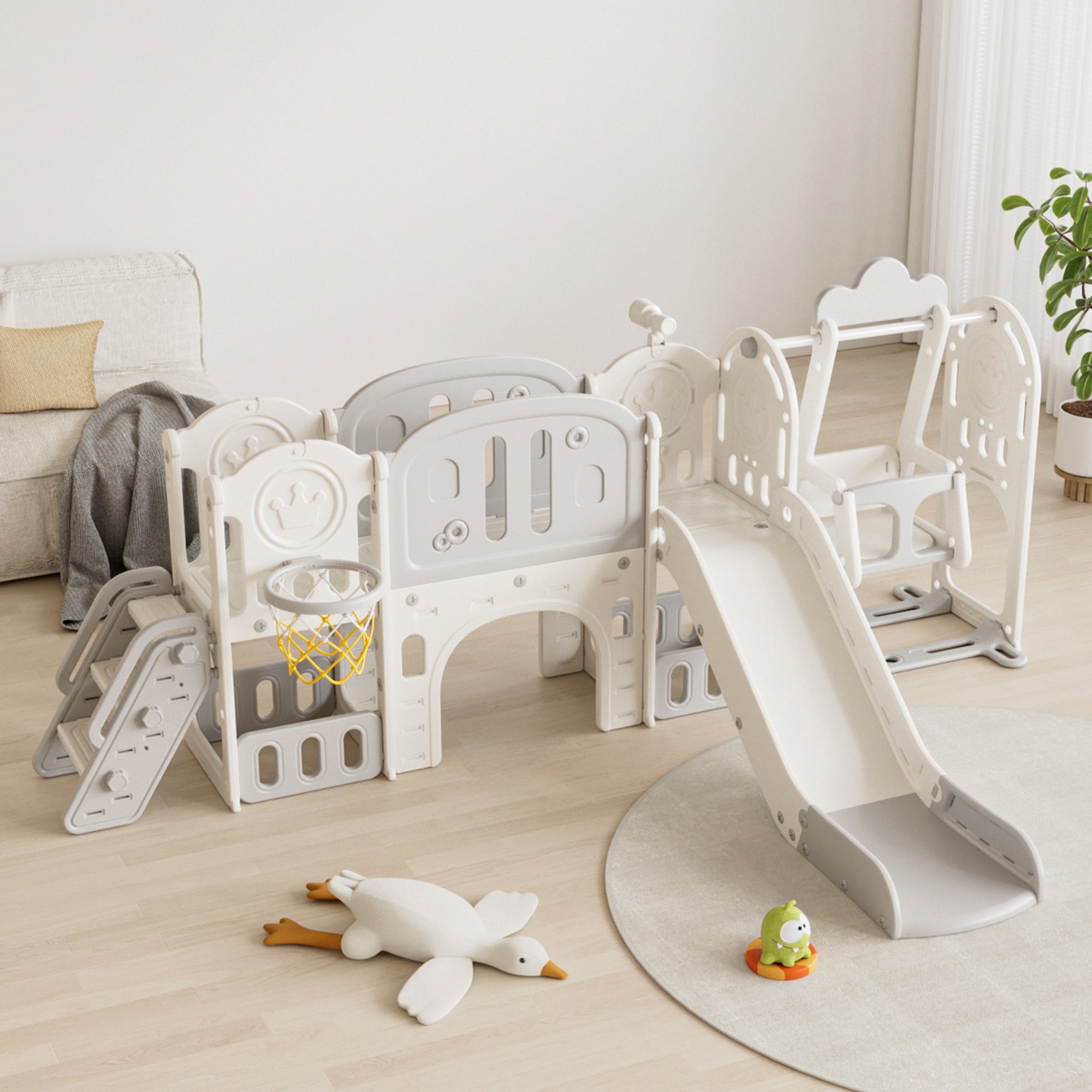 Toddler Slide, Kids Slide For Toddlers Age 1-4, 11in 1 Baby Slide Outdoor Indoor Playground With Basketball Hoop And Extra Long Aisle, Strong Swing,Sturdy And Easy Assembly Toddler Playset, Ideal Todd