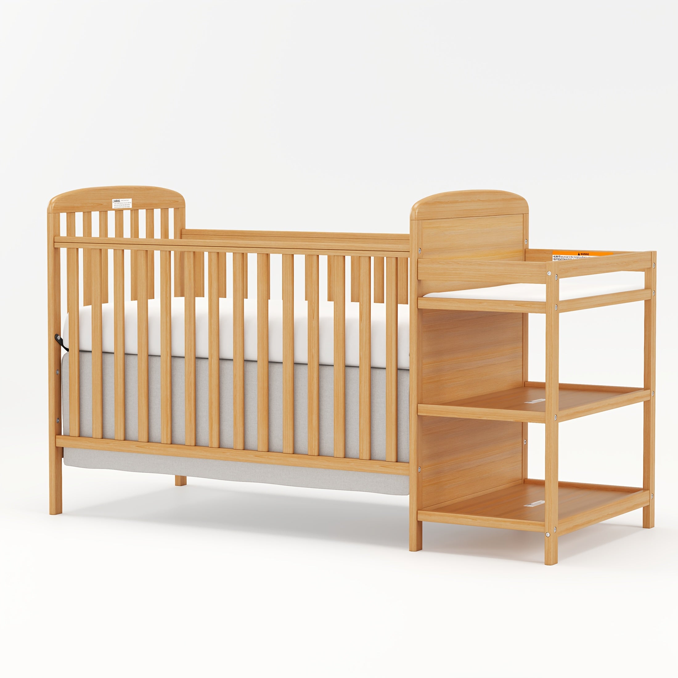 Goldzone 4-in-1 Convertible Baby Crib, Wooden Baby Stuffs Converts Into Toddler Bed with Changing Table, Newborn Essential Items Full Size Nursery Decor Cribs, Adjustable Heights, Item Weight: 56lbs, Maximum Weight Recommenda