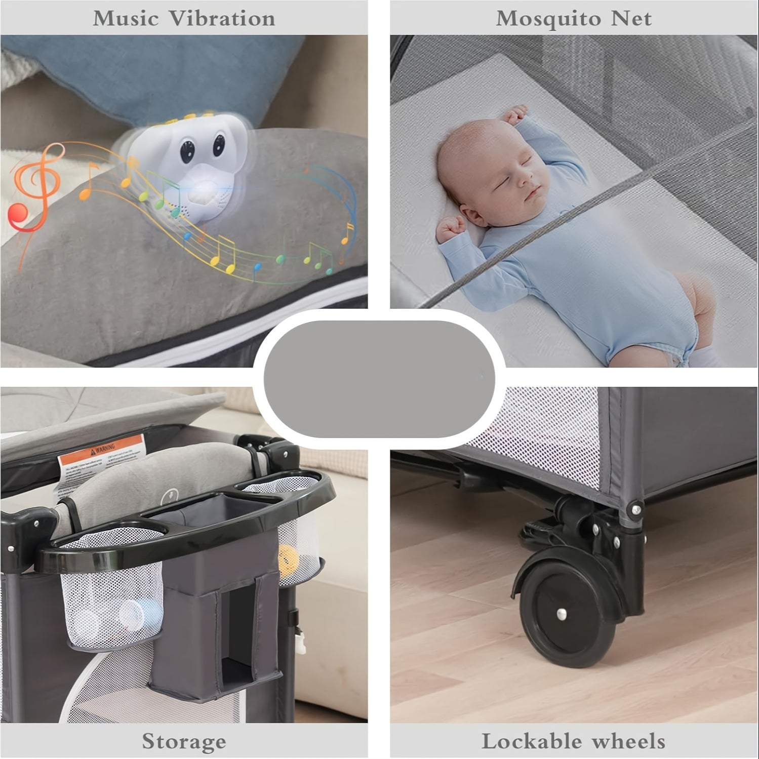 5 In 1 Baby Bassinet Bedside Sleeper - Beside Bassinet With Diaper Changer, Mattress, Bedside Crib With Storage, Foldable Bassinet From Newborn To Toddler (Light Gray) - For New Parents - Suitable for Nursery & Travel - Ideal