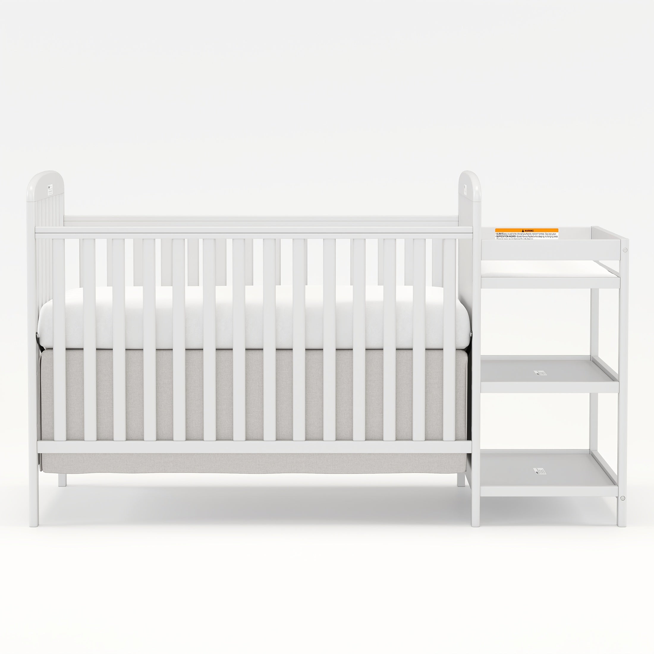 Goldzone 4-in-1 Convertible Baby Crib, Wooden Baby Stuffs Converts Into Toddler Bed with Changing Table, Newborn Essential Items Full Size Nursery Decor Cribs, Adjustable Heights, Item Weight: 56lbs, Maximum Weight Recommenda