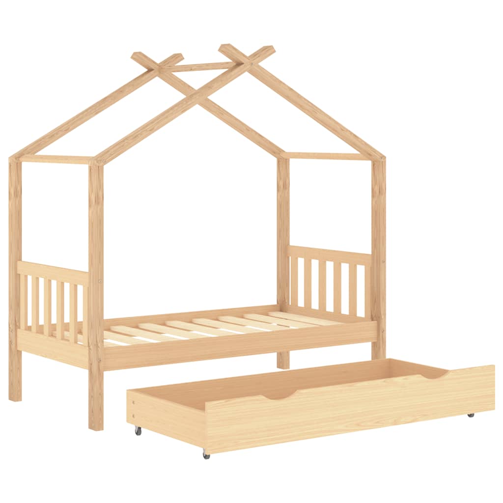 Children's Bed with Drawer Solid Pine Wood   Children's Bed