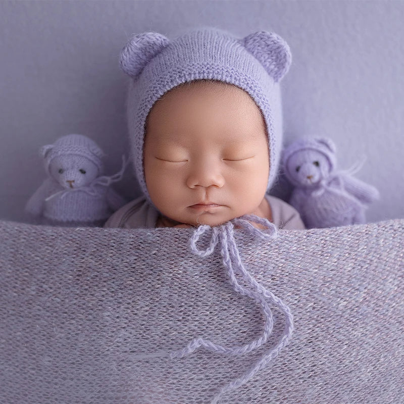 Newborn Photography Handmade Doll Knit Teddy Bear Toy 15*10*5cm Baby Animal Comfort Toy Multi Colors Infants Photoshoot Prop