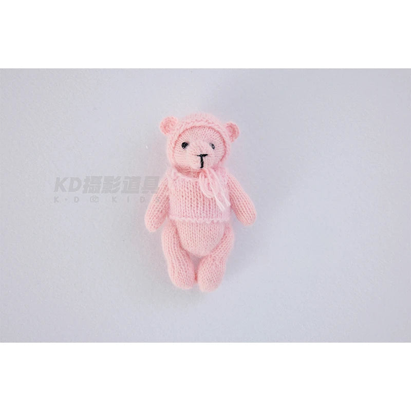 Newborn Photography Handmade Doll Knit Teddy Bear Toy 15*10*5cm Baby Animal Comfort Toy Multi Colors Infants Photoshoot Prop