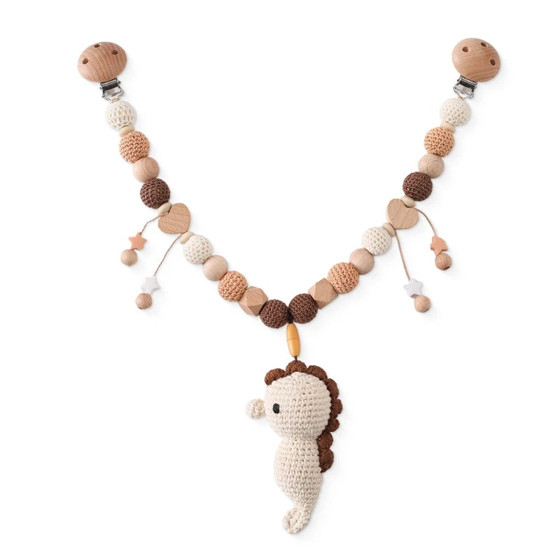 Baby Rattle Toys 0-12 Months Newborn Crochet Rattle Stroller Mobile Toys Wooden Clips Pendant Toys for Newborn Baby Animal Toys