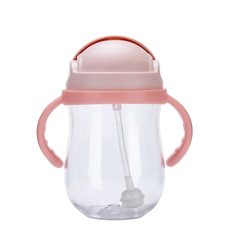 300ML Children's Drinking Water Bottle with Straw Baby Portable Bottle with Handle Outdoor Training Cup Mother Baby Products