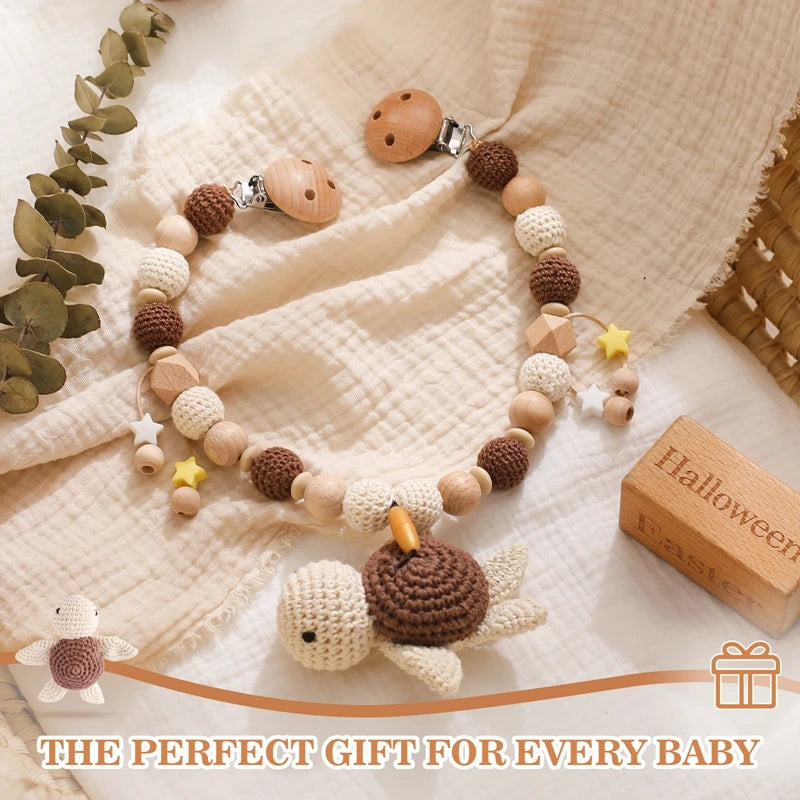 Baby Rattle Toys 0-12 Months Newborn Crochet Rattle Stroller Mobile Toys Wooden Clips Pendant Toys for Newborn Baby Animal Toys