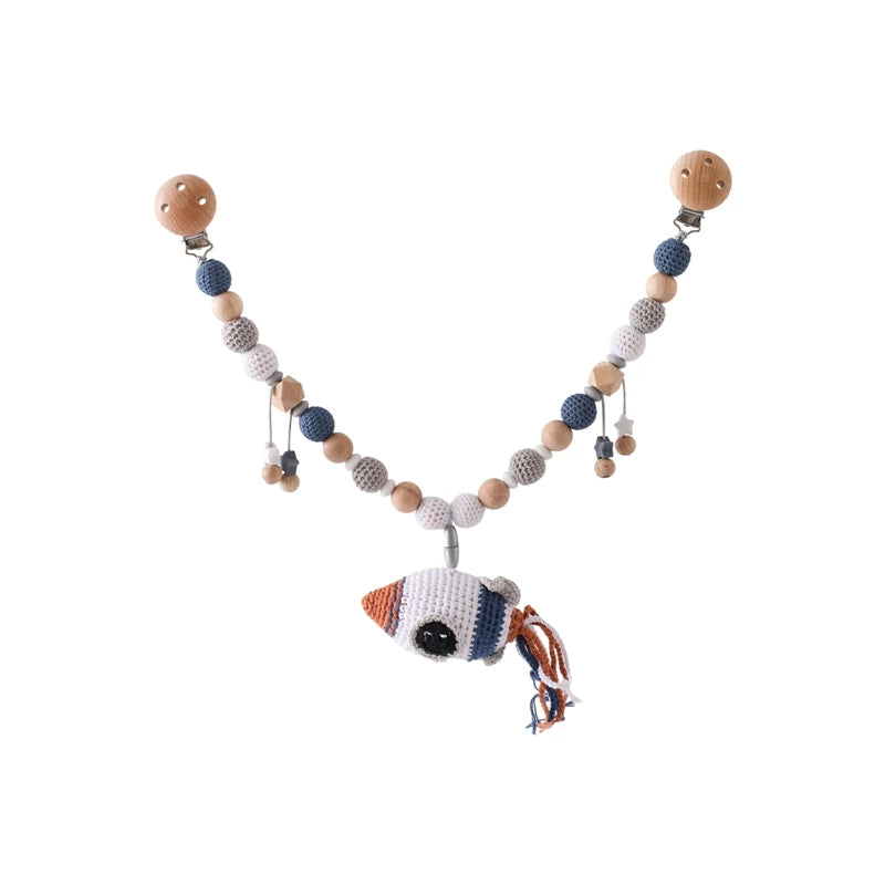 Baby Rattle Toys 0-12 Months Newborn Crochet Rattle Stroller Mobile Toys Wooden Clips Pendant Toys for Newborn Baby Animal Toys