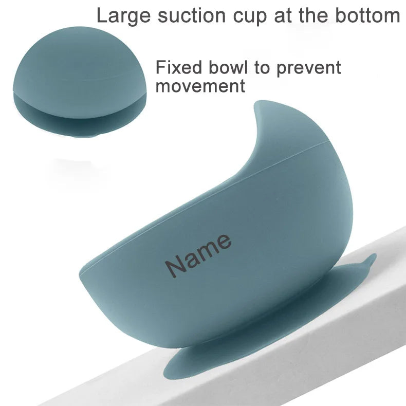 Free Personalized Names Baby Feeding Set 6Pcs Silicone Sucker Bowl Plate Straw Cup Children's Dishes Set Newborn Gift BPA Free