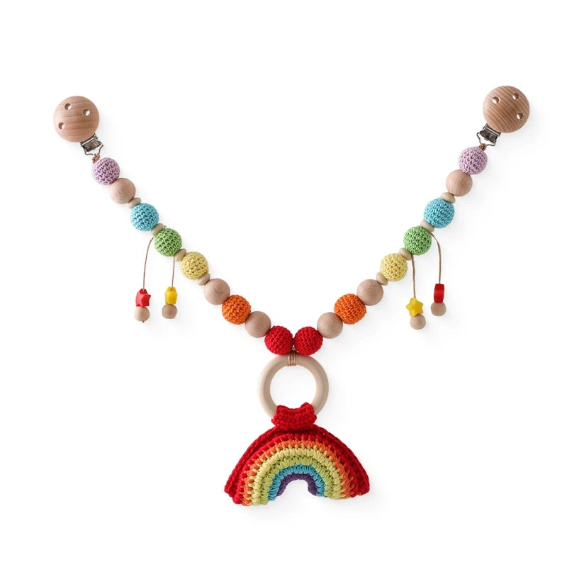 Baby Rattle Toys 0-12 Months Newborn Crochet Rattle Stroller Mobile Toys Wooden Clips Pendant Toys for Newborn Baby Animal Toys