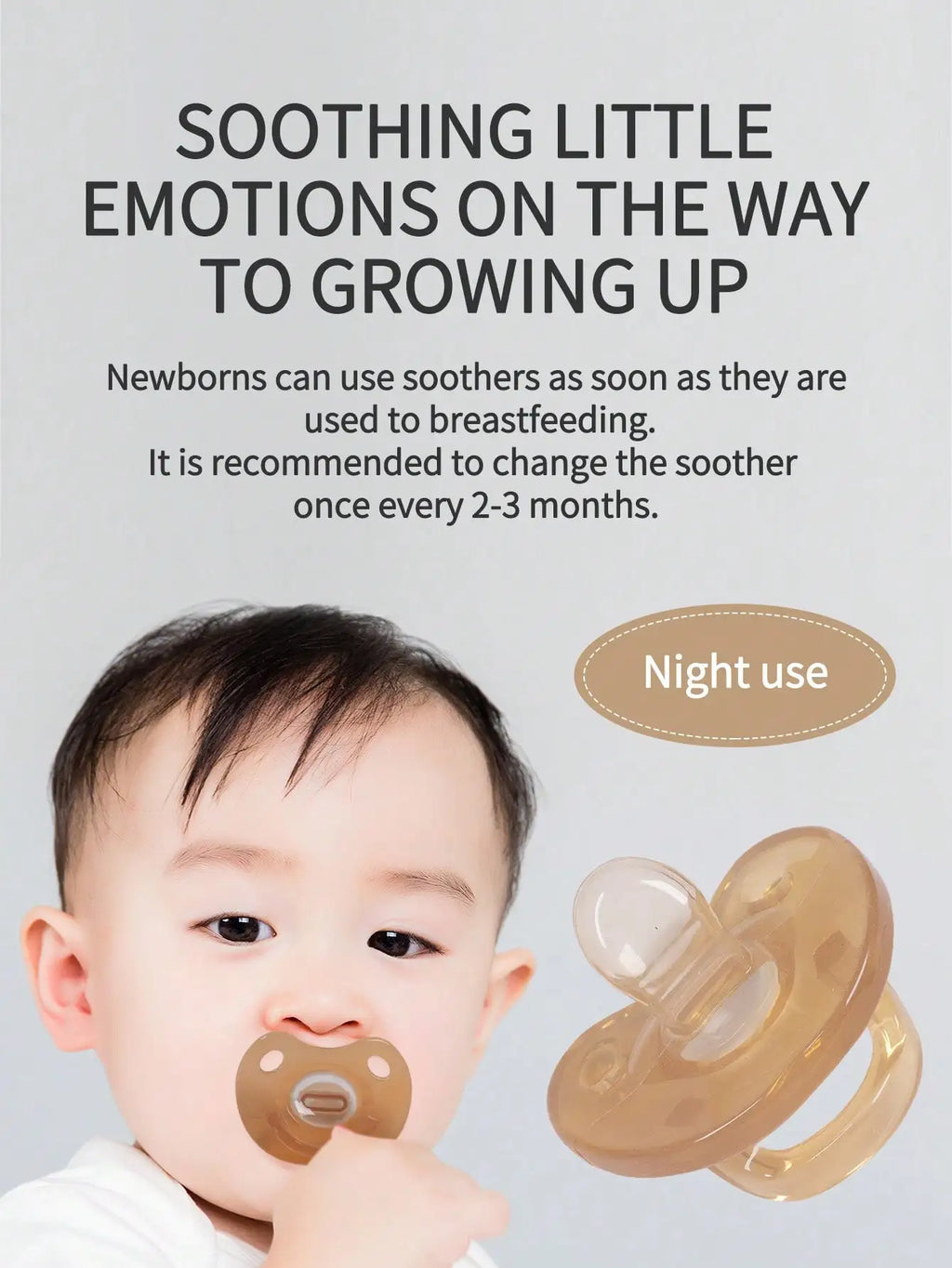 1 Pcs Baby Pacifier For Soothing Nighttime Sleep Flat Soft Breathable Design Baby Reborn Silicone For Baby Accessories Newborn