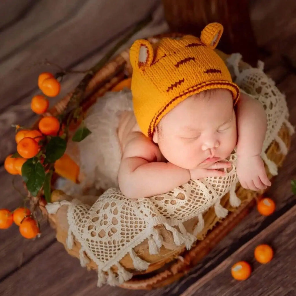 Newborn Photo Prop Boho Blanket - Soft Beige Textured Mat with Intricate Lace Floral Design - Ideal for Baby Shoots