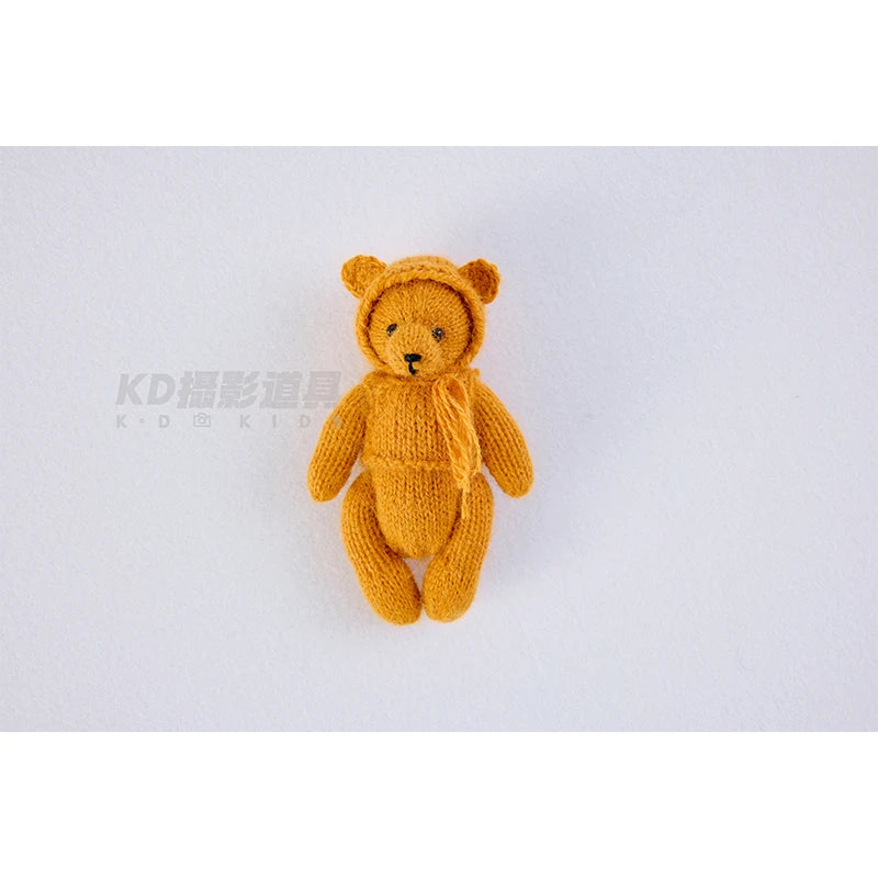 Newborn Photography Handmade Doll Knit Teddy Bear Toy 15*10*5cm Baby Animal Comfort Toy Multi Colors Infants Photoshoot Prop