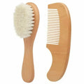2PCS Newborn Wool Baby Wooden Brush Comb Newborn Hair Brush Infant Head Massager Portable Comb Hair Bath Brush Comb