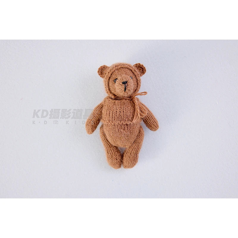 Newborn Photography Handmade Doll Knit Teddy Bear Toy 15*10*5cm Baby Animal Comfort Toy Multi Colors Infants Photoshoot Prop
