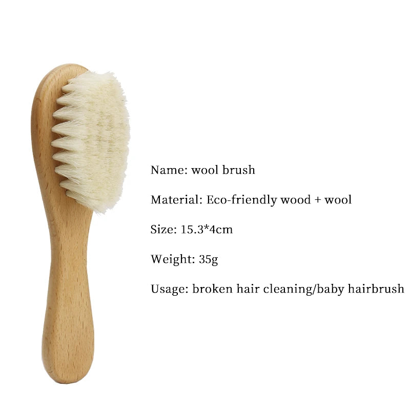 New Baby Care Pure Natural Wool Baby Wooden Hair Brush Newborn Comb Hair Bath Brush