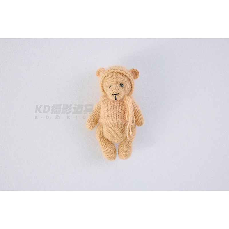 Newborn Photography Handmade Doll Knit Teddy Bear Toy 15*10*5cm Baby Animal Comfort Toy Multi Colors Infants Photoshoot Prop