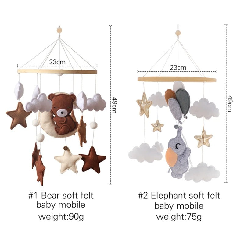 Nordic Style Balloon Elephant Felt Bed Bell Soothing Baby Crib Decorative Pendant