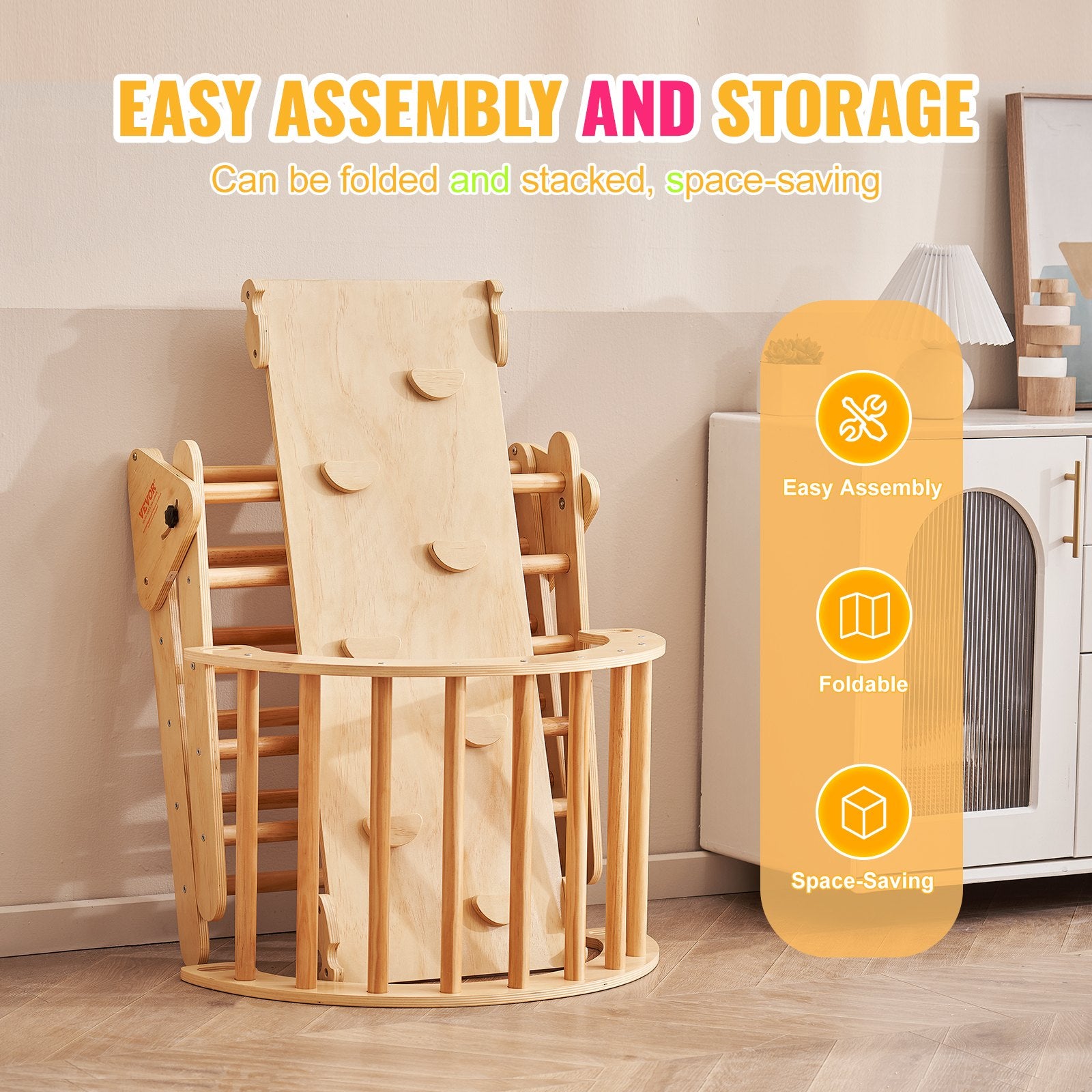 Pikler Triangle Set, 5 In 1 Toddler Climbing Toys Indoor Playground, Ramp, And Arch, Montessori Climbing Set With Triangle, Large Size Wooden Climbing Gym For Toddlers 1-3 Years, Wood Color