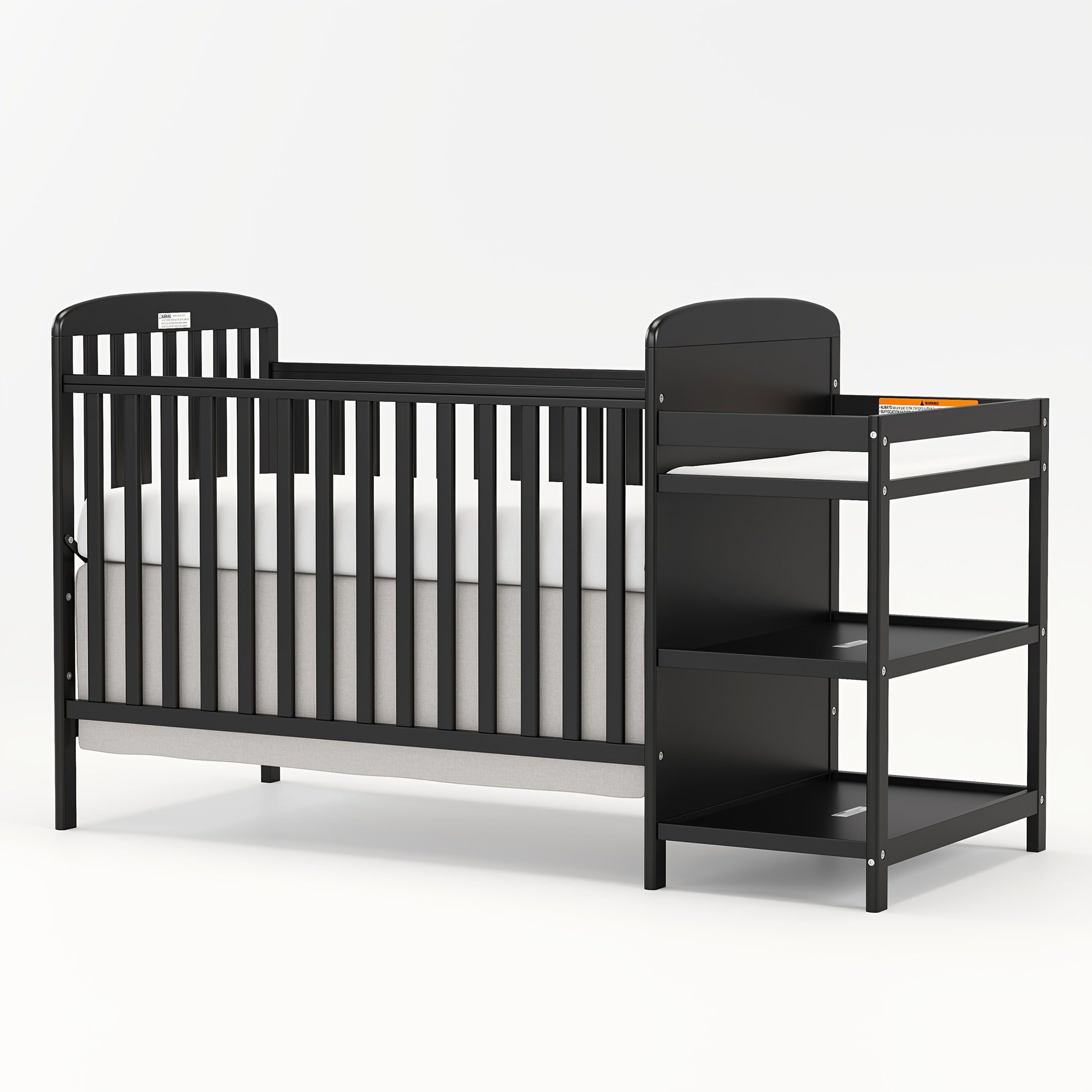 Goldzone 4-in-1 Convertible Baby Crib, Wooden Baby Stuffs Converts Into Toddler Bed with Changing Table, Newborn Essential Items Full Size Nursery Decor Cribs, Adjustable Heights, Item Weight: 56lbs, Maximum Weight Recommenda