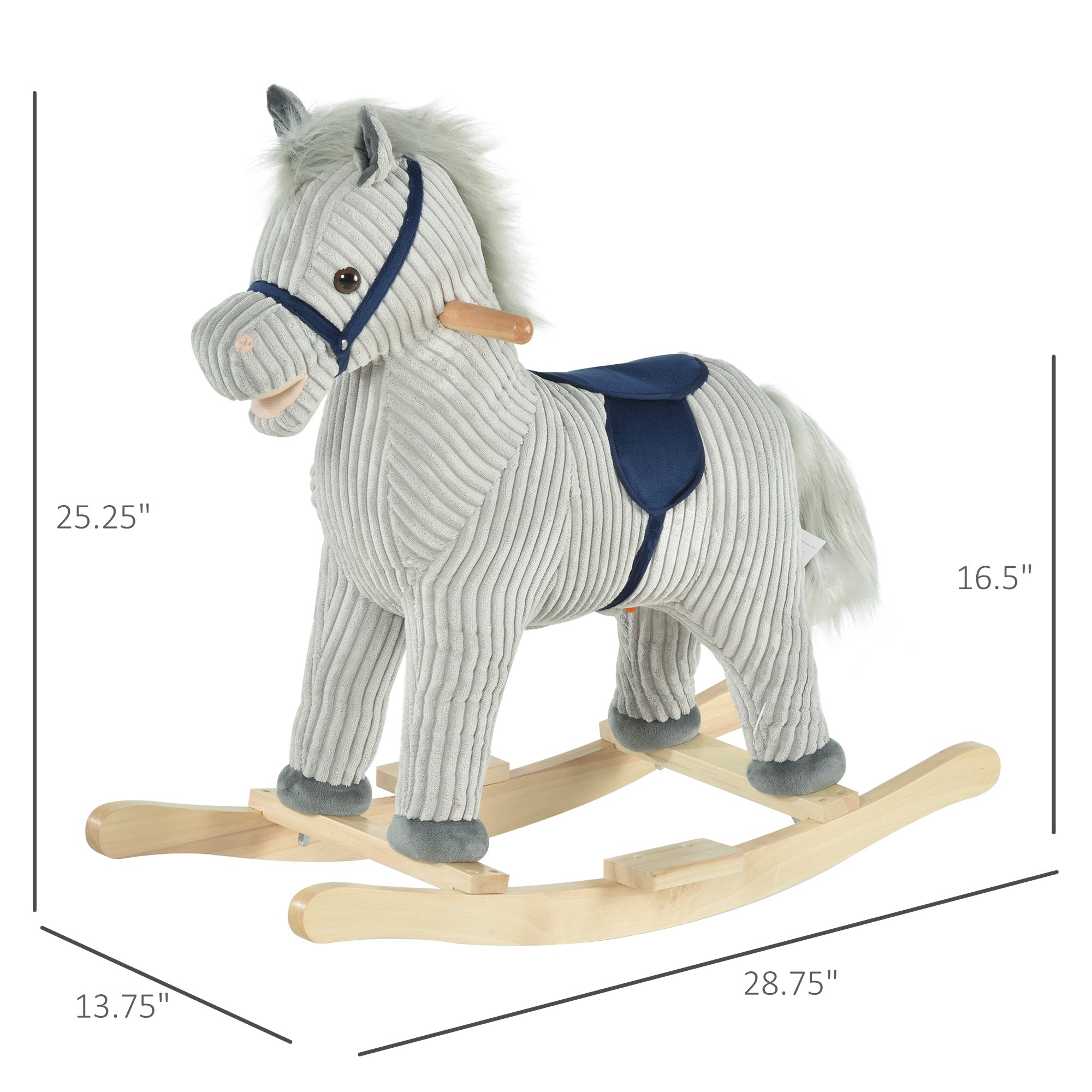 Kids Rocking Horse Plush Ride On Horse Toddle Rocker For 36-72 Months