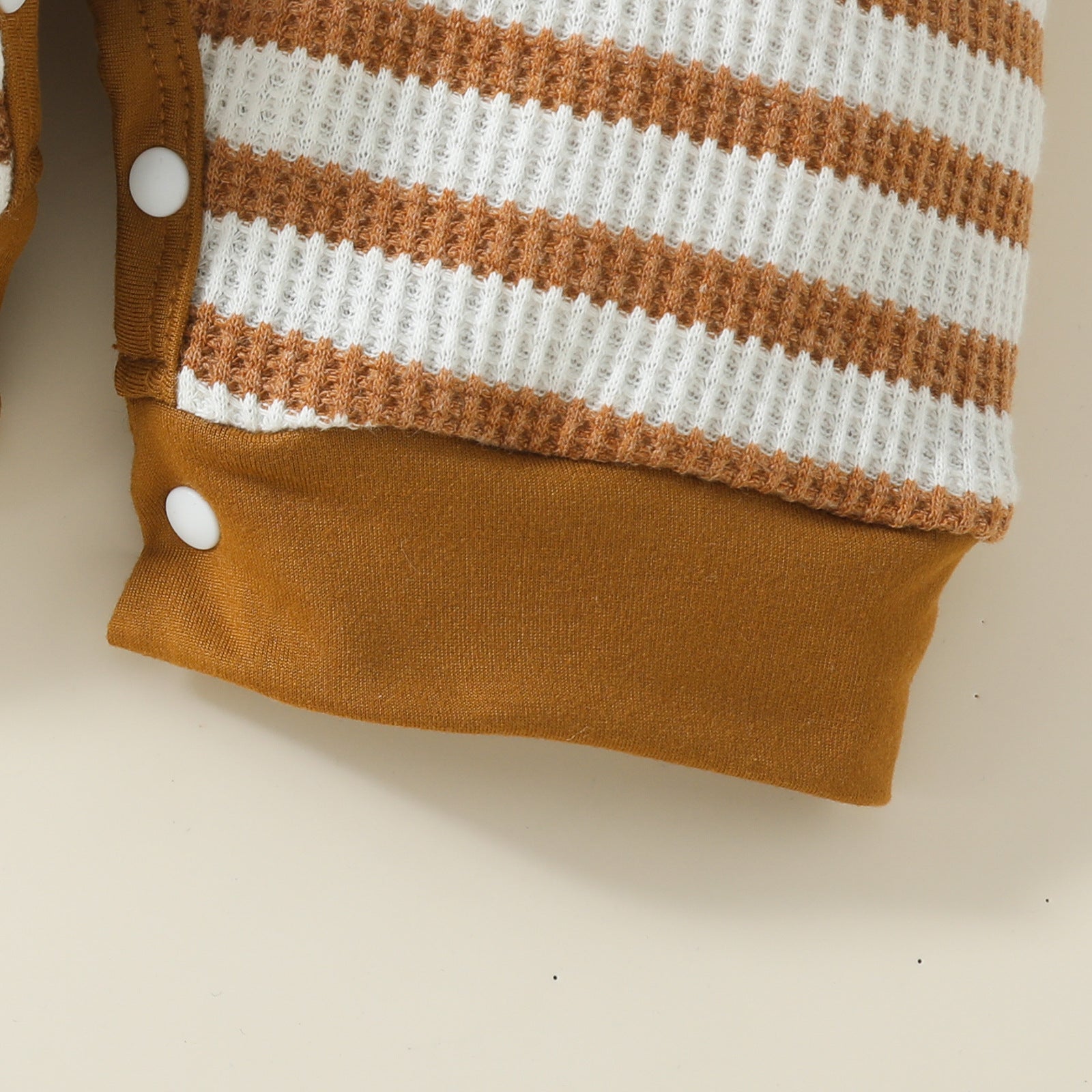 Baby Boy Fashion Waffle Strip Short Sleeve Rompers