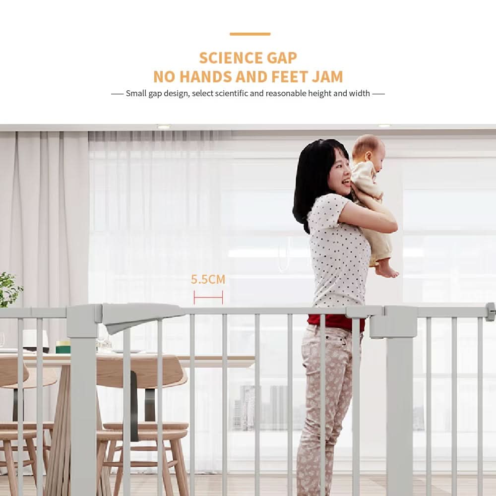 High White Child Safety Gate For Baby Door Barrier With Extensions