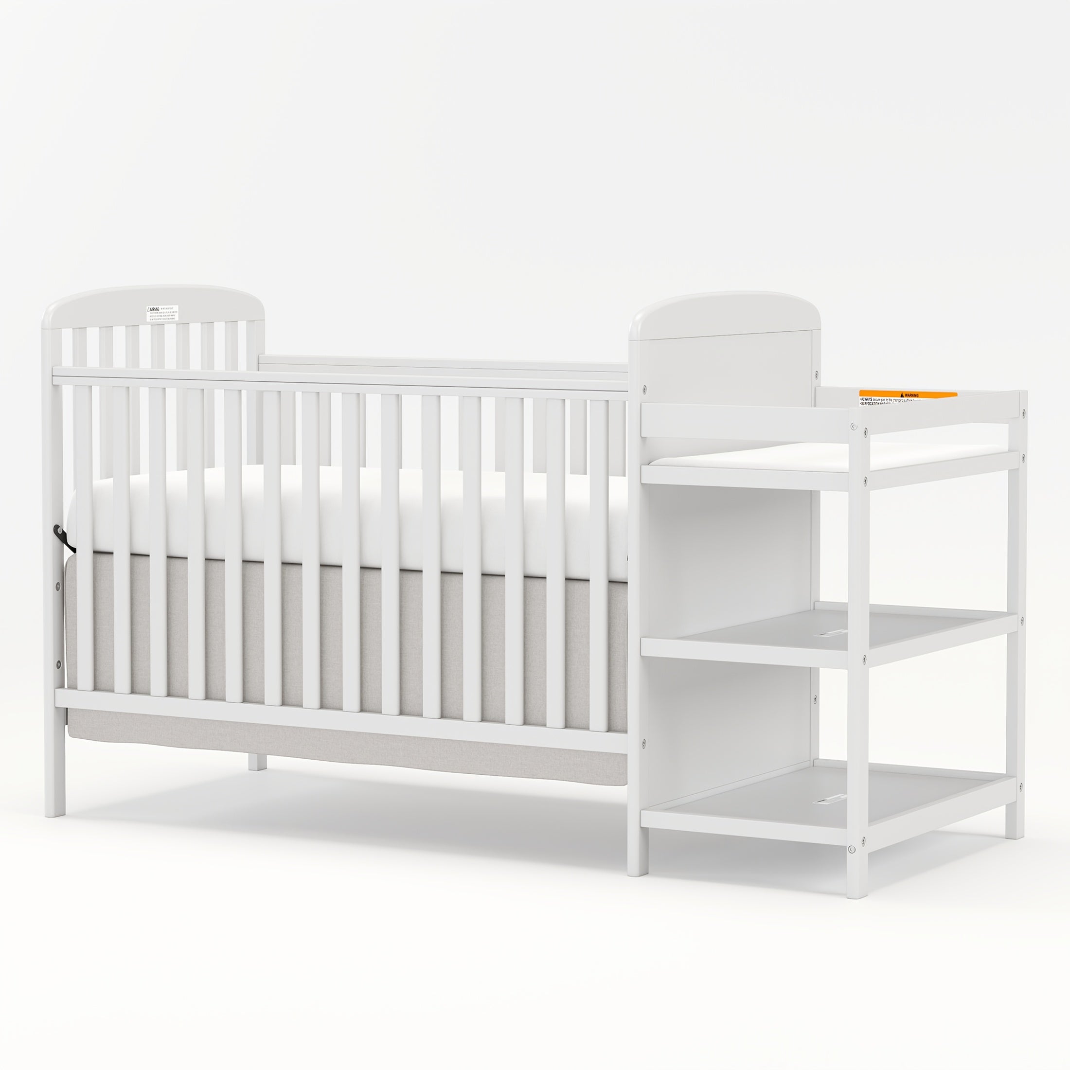 Goldzone 4-in-1 Convertible Baby Crib, Wooden Baby Stuffs Converts Into Toddler Bed with Changing Table, Newborn Essential Items Full Size Nursery Decor Cribs, Adjustable Heights, Item Weight: 56lbs, Maximum Weight Recommenda