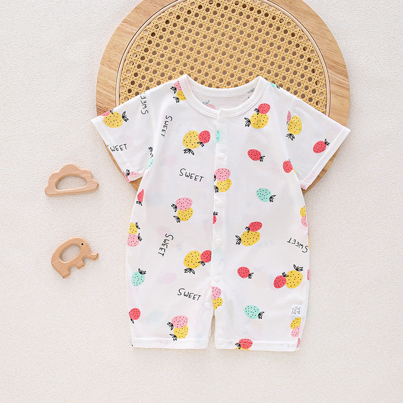 Baby Short Sleeve Boneless Jumpsuit Summer Newborn