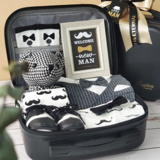Baby High-end Gift Box Little Gentleman Black And Gold Suit Set