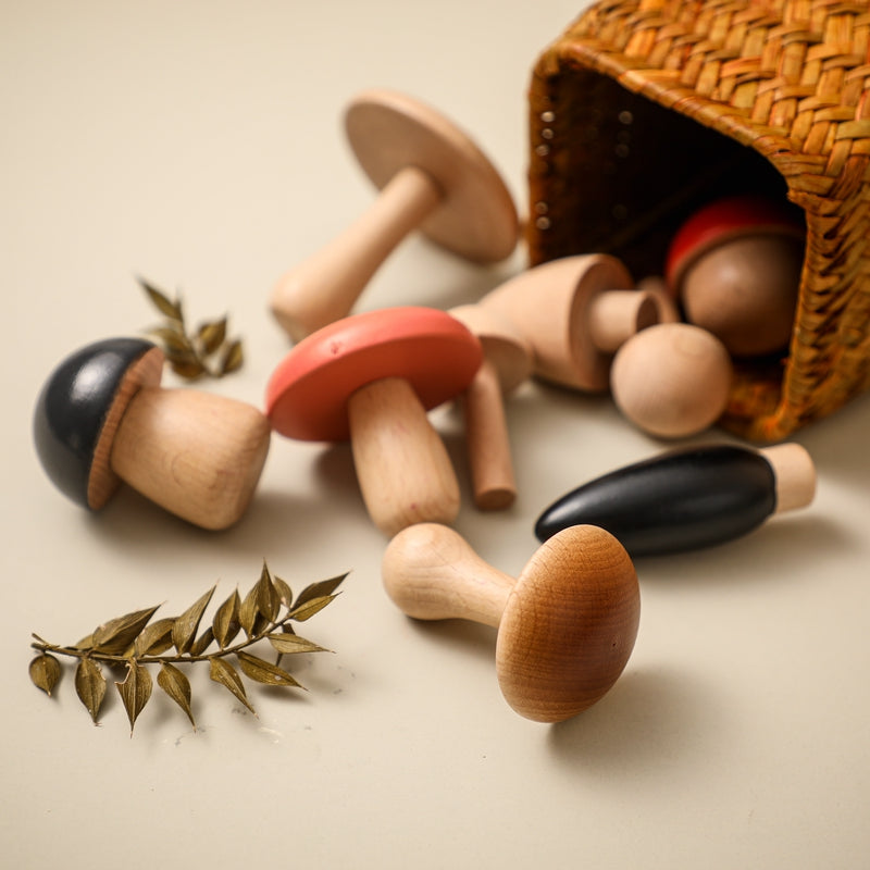 Beech Wood Mushroom Stacked Baby Early Education Puzzle Block Toys