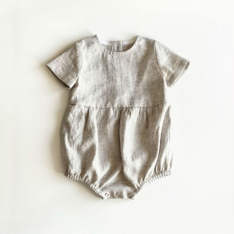 Cotton Newborn Conjoined Clothes Solid Color Short Sleeve