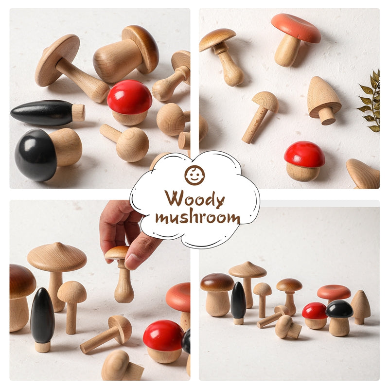 Beech Wood Mushroom Stacked Baby Early Education Puzzle Block Toys