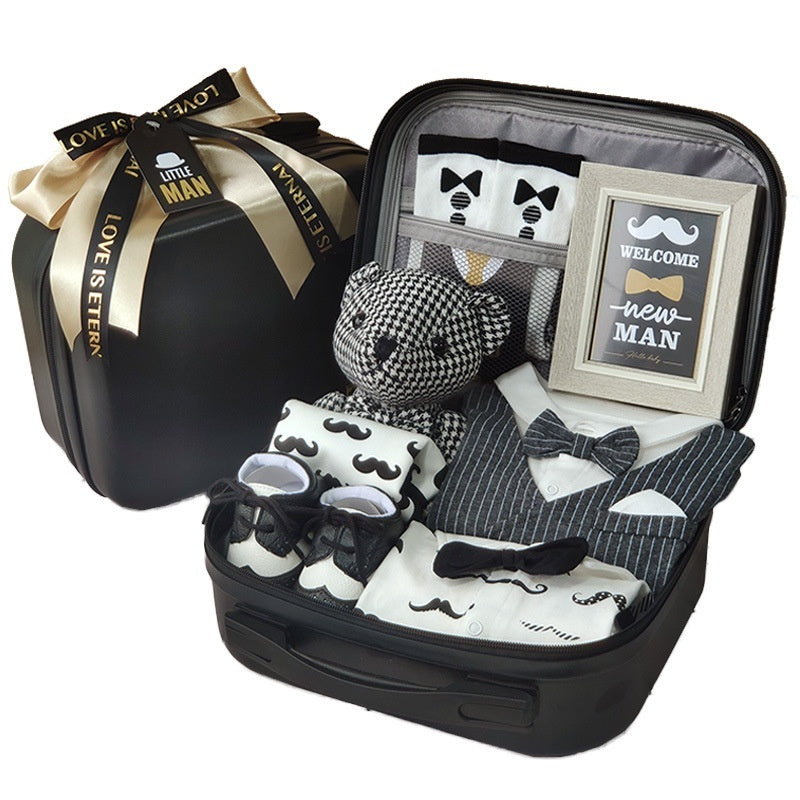 Baby High-end Gift Box Little Gentleman Black And Gold Suit Set